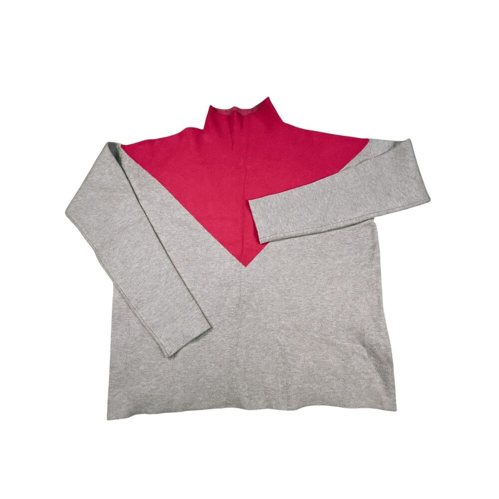 Cynthia Rowley Color block Mock Neck Sweater Gray Pink Size Small